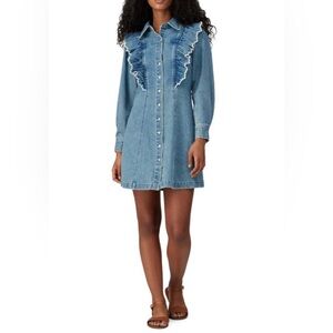 Sea New York Denim Ruffle Long Sleeve Dress